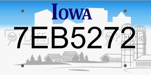 7EB5272 Iowa License Plate
