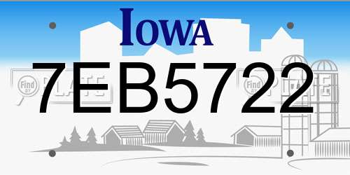 7EB5722 Iowa License Plate