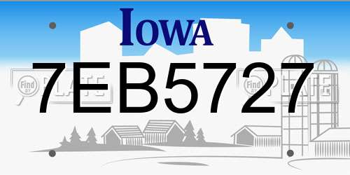 7EB5727 Iowa License Plate