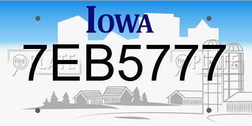 7EB5777 Iowa License Plate