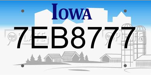 7EB8777 Iowa License Plate