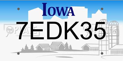 7EDK35 Iowa License Plate