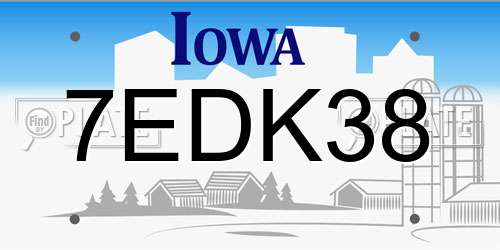 7EDK38 Iowa License Plate