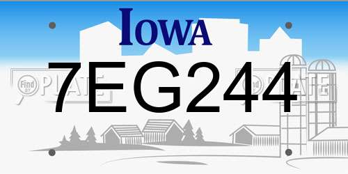 7EG244 Iowa License Plate
