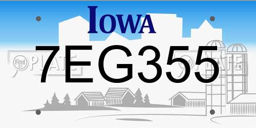 7EG355 Iowa License Plate