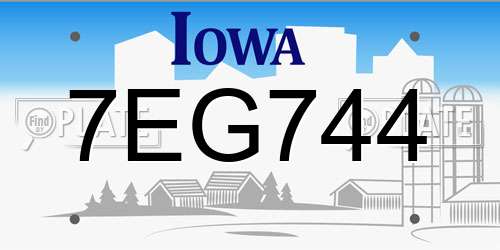 7EG744 Iowa License Plate
