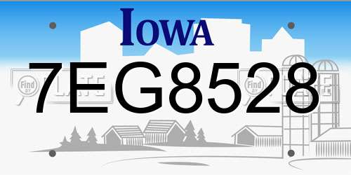 7EG8528 Iowa License Plate