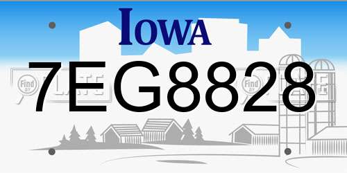 7EG8828 Iowa License Plate