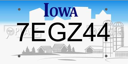 7EGZ44 Iowa License Plate