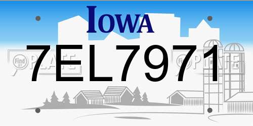 7EL7971 Iowa License Plate
