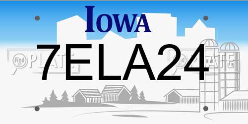 7ELA24 Iowa License Plate