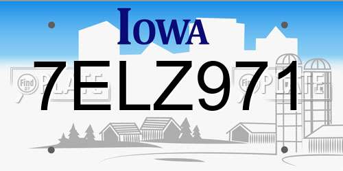 7ELZ971 Iowa License Plate