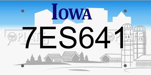 7ES641 Iowa License Plate