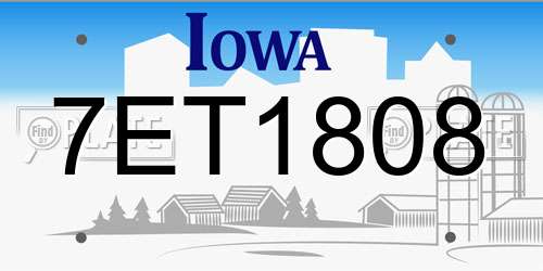 7ET1808 Iowa License Plate