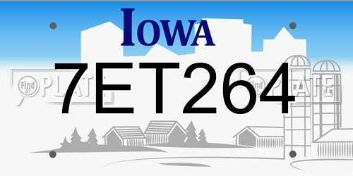 7ET264 Iowa License Plate