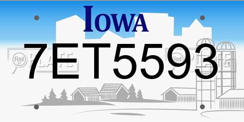 7ET5593 Iowa License Plate
