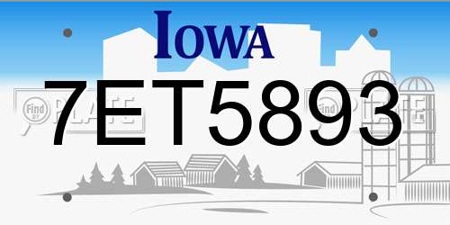 7ET5893 Iowa License Plate