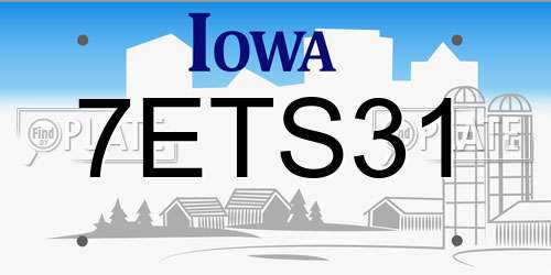7ETS31 Iowa License Plate