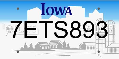 7ETS893 Iowa License Plate