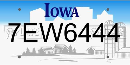 7EW6444 Iowa License Plate