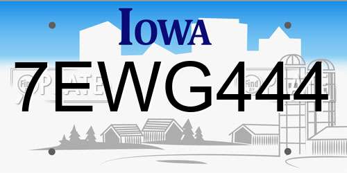 7EWG444 Iowa License Plate