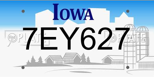 7EY627 Iowa License Plate