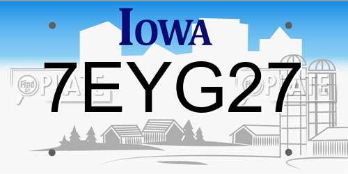 7EYG27 Iowa License Plate