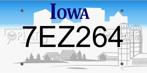 7EZ264 Iowa License Plate
