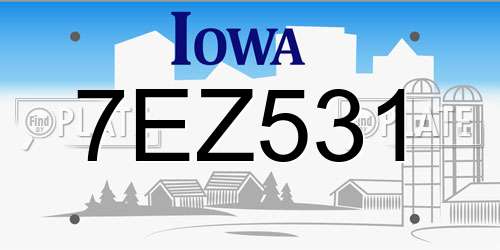 7EZ531 Iowa License Plate