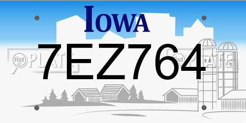 7EZ764 Iowa License Plate