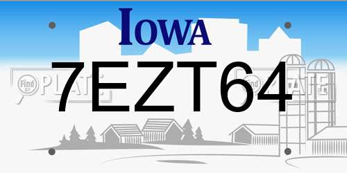 7EZT64 Iowa License Plate