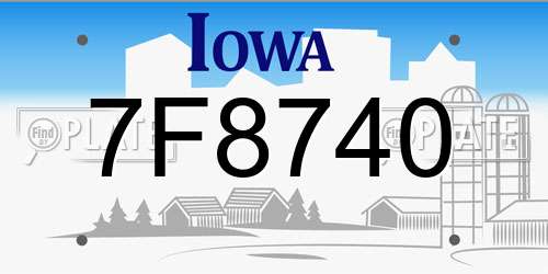 7F8740 Iowa License Plate