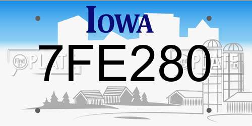 7FE280 Iowa License Plate