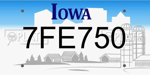 7FE750 Iowa License Plate