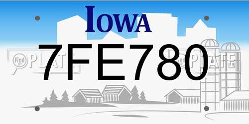 7FE780 Iowa License Plate