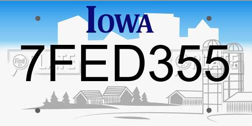 7FED355 Iowa License Plate