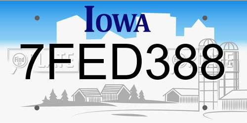 7FED388 Iowa License Plate