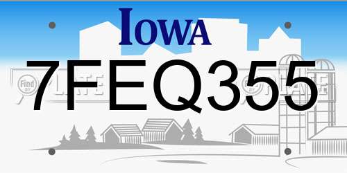 7FEQ355 Iowa License Plate