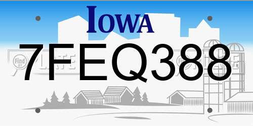 7FEQ388 Iowa License Plate