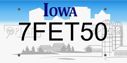 7FET50 Iowa License Plate