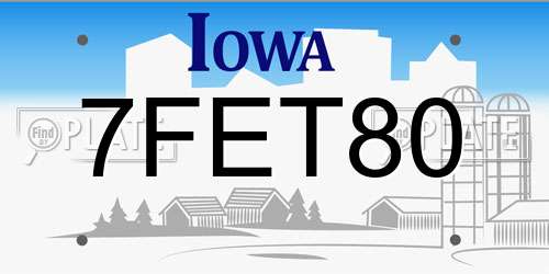 7FET80 Iowa License Plate