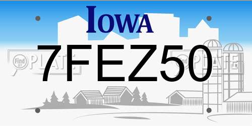 7FEZ50 Iowa License Plate