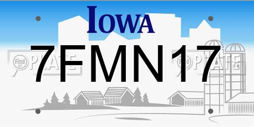 7FMN17 Iowa License Plate