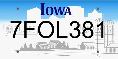 7FOL381 Iowa License Plate