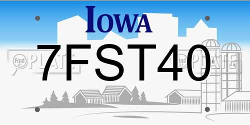 7FST40 Iowa License Plate