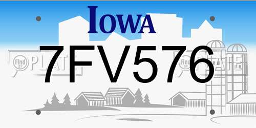 7FV576 Iowa License Plate