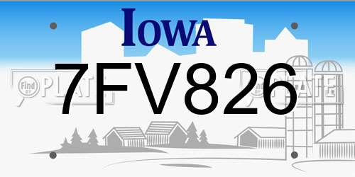 7FV826 Iowa License Plate