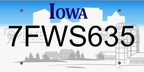 7FWS635 Iowa License Plate
