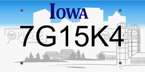 7G15K4 Iowa License Plate