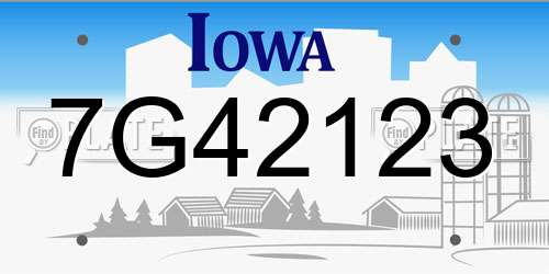 7G42123 Iowa License Plate